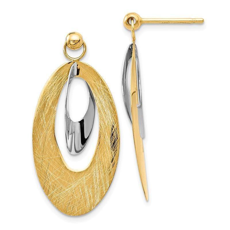 Leslies 14k Two-tone Polish & Scratch Finish Oval Post Earrings - Seattle Gold Grillz