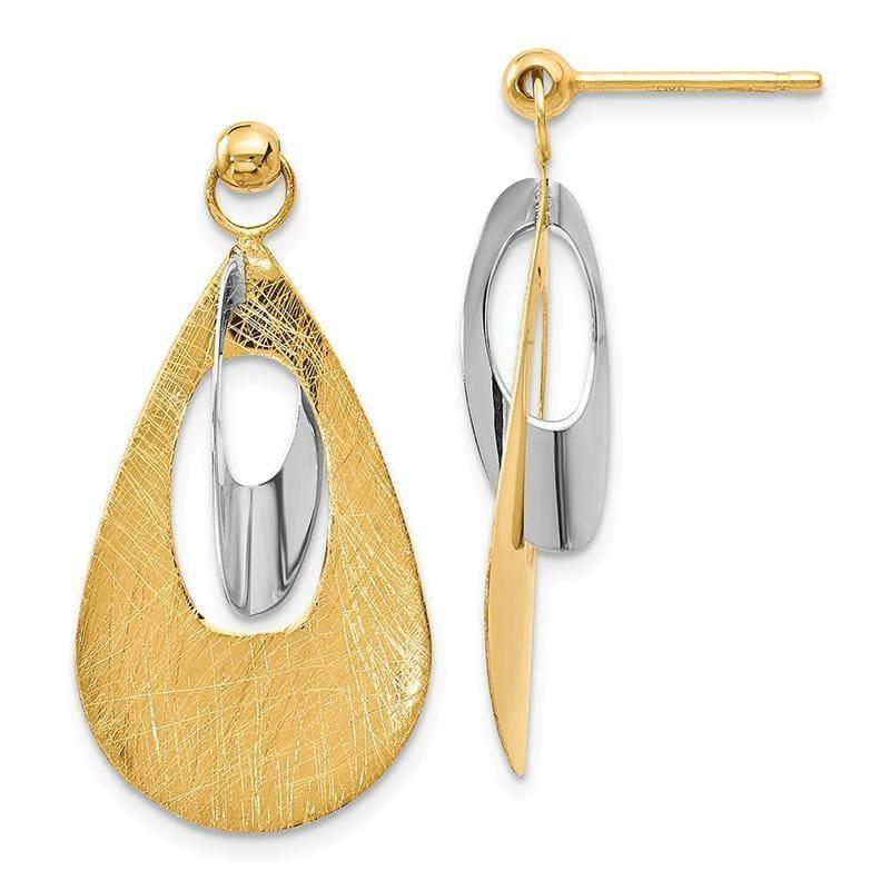 Leslies 14k Two-tone Polish & Scratch Finish Teardrop Reversible Post Earri - Seattle Gold Grillz