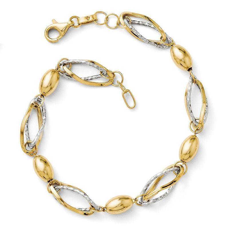 Leslies 14k Two-tone Polished and Diamond-cut Bracelet - Seattle Gold Grillz