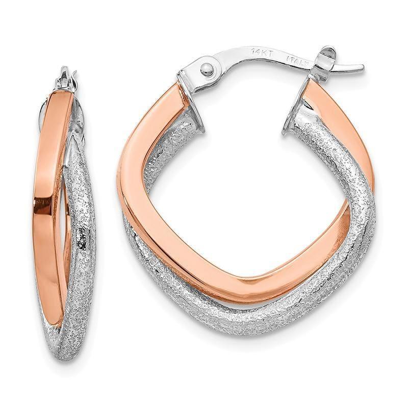 Leslies 14k Two-tone Polished and Textured Hinged Hoop Earrings - Seattle Gold Grillz
