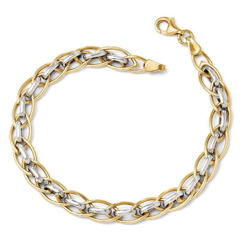 Leslies 14k Two-tone Polished Fancy Link Bracelet - Seattle Gold Grillz