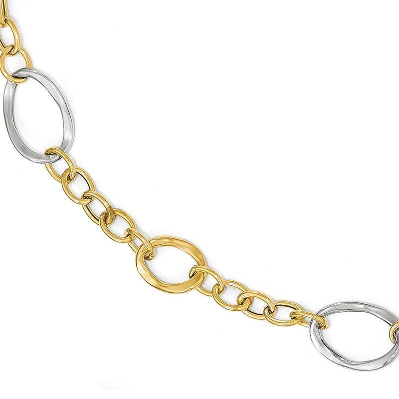 Leslies 14k Two-tone Polished Link Bracelet - Seattle Gold Grillz