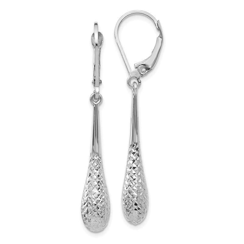 Leslies 14k White Gold Diamond-cut Dangle Leverback Earrings - Seattle Gold Grillz