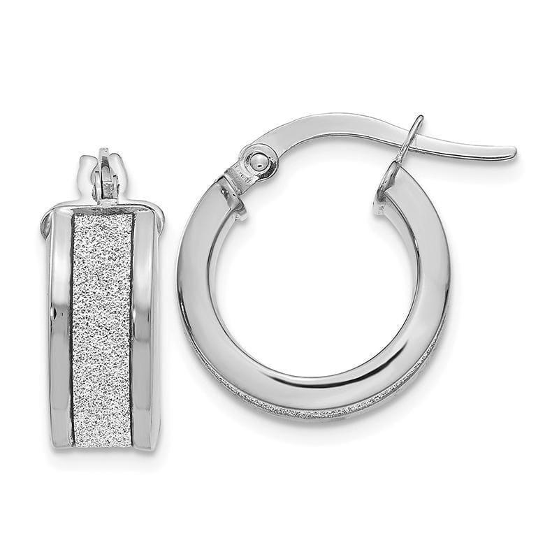 Leslies 14k White Gold Fancy Glimmer Infused Hoop Earrings - Seattle Gold Grillz