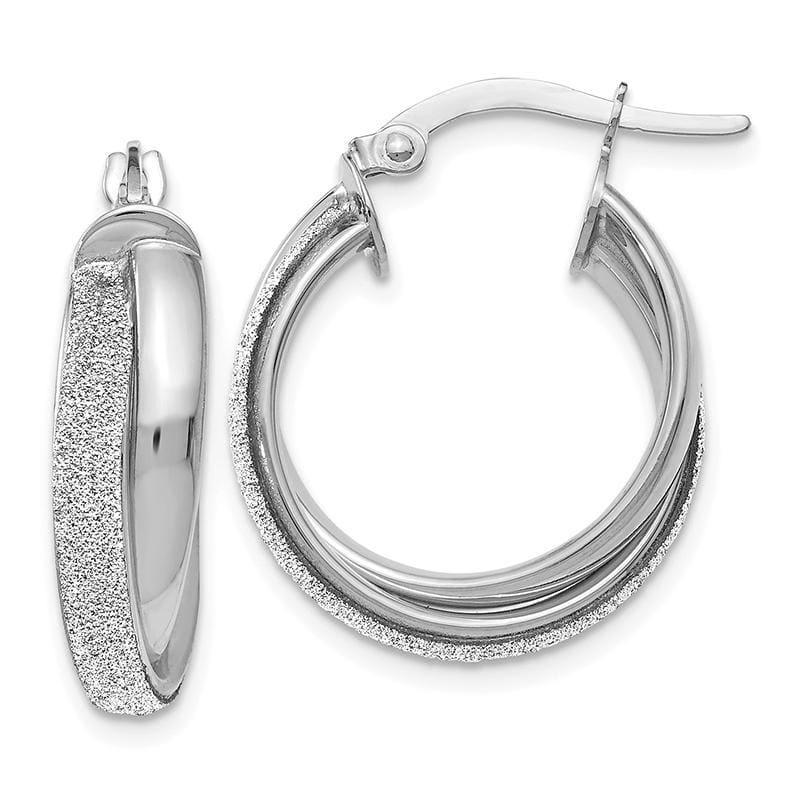 Leslies 14k White Gold Fancy Glimmer Infused Hoop Earrings - Seattle Gold Grillz