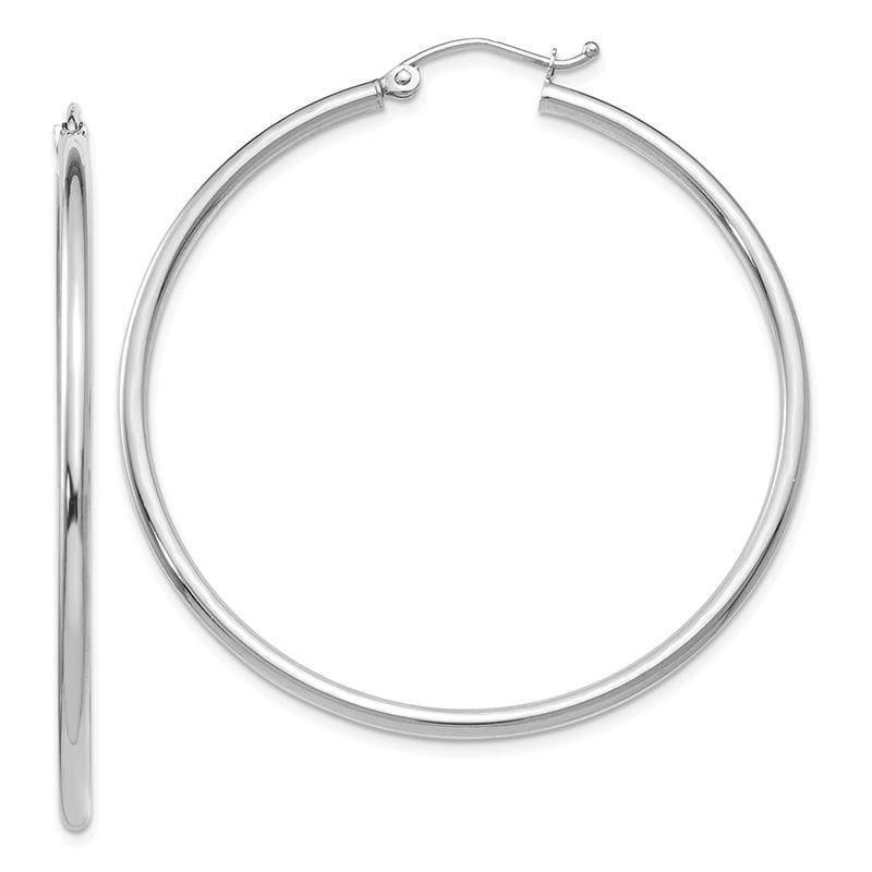 Leslies 14K White Gold Polished 2mm Hoop Earrings - Seattle Gold Grillz