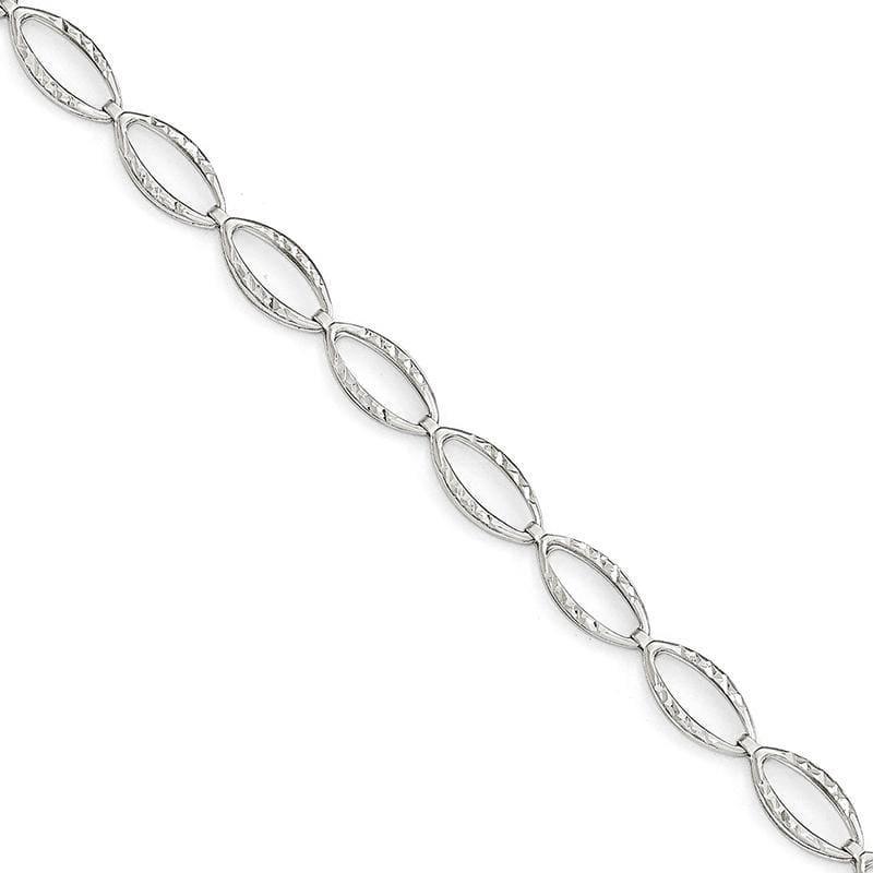 Leslies 14k White Gold Polished and Diamond-cut Bracelet - Seattle Gold Grillz