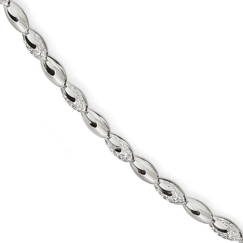 Leslies 14k White Gold Polished and Diamond-cut Bracelet - Seattle Gold Grillz