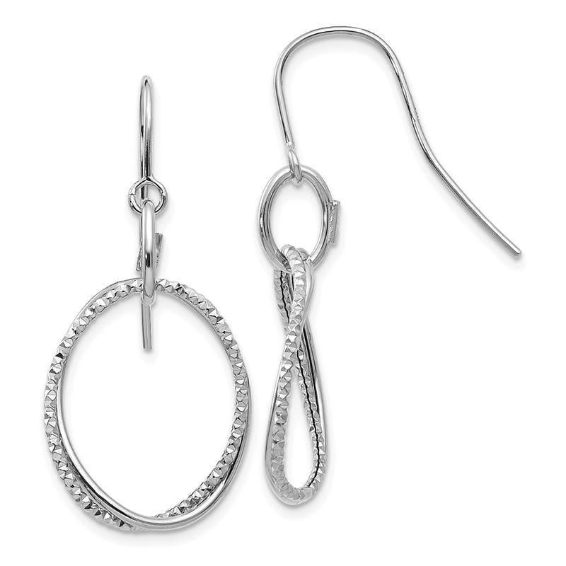 Leslies 14K White Gold Polished & Textured Shepherd Hook Earrings - Seattle Gold Grillz
