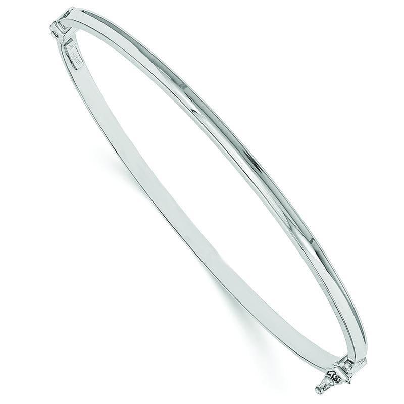 Leslies 14k White Gold Polished Hinged Bangle - Seattle Gold Grillz