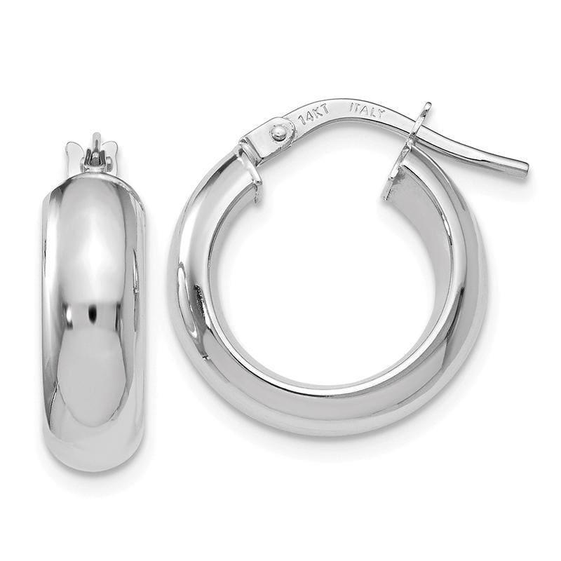 Leslies 14k White Polished Hoop Earrings - Seattle Gold Grillz