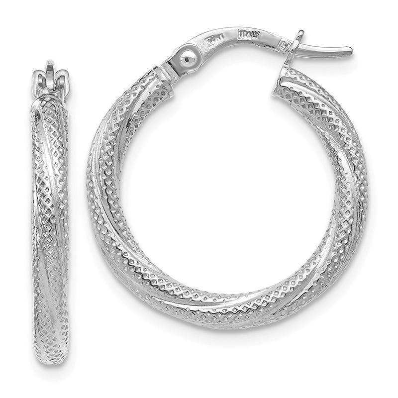 Leslies 14k White Textured Hoop Earrings - Seattle Gold Grillz