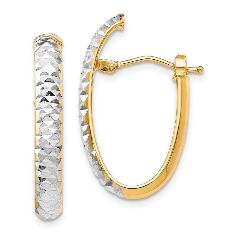 Leslies 14k with Rhodium D-C Hinged Hoop Earrings - Seattle Gold Grillz