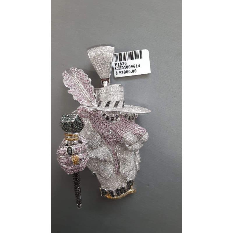 Silver CZ Pink Panther Pendant - Seattle Gold Grillz