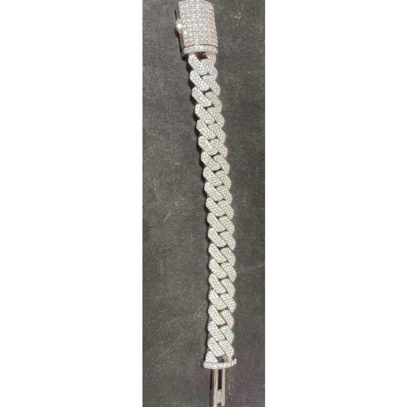 Silver Honeycomb CZ Flooded Miami Cuban Link Bracelet - Seattle Gold Grillz
