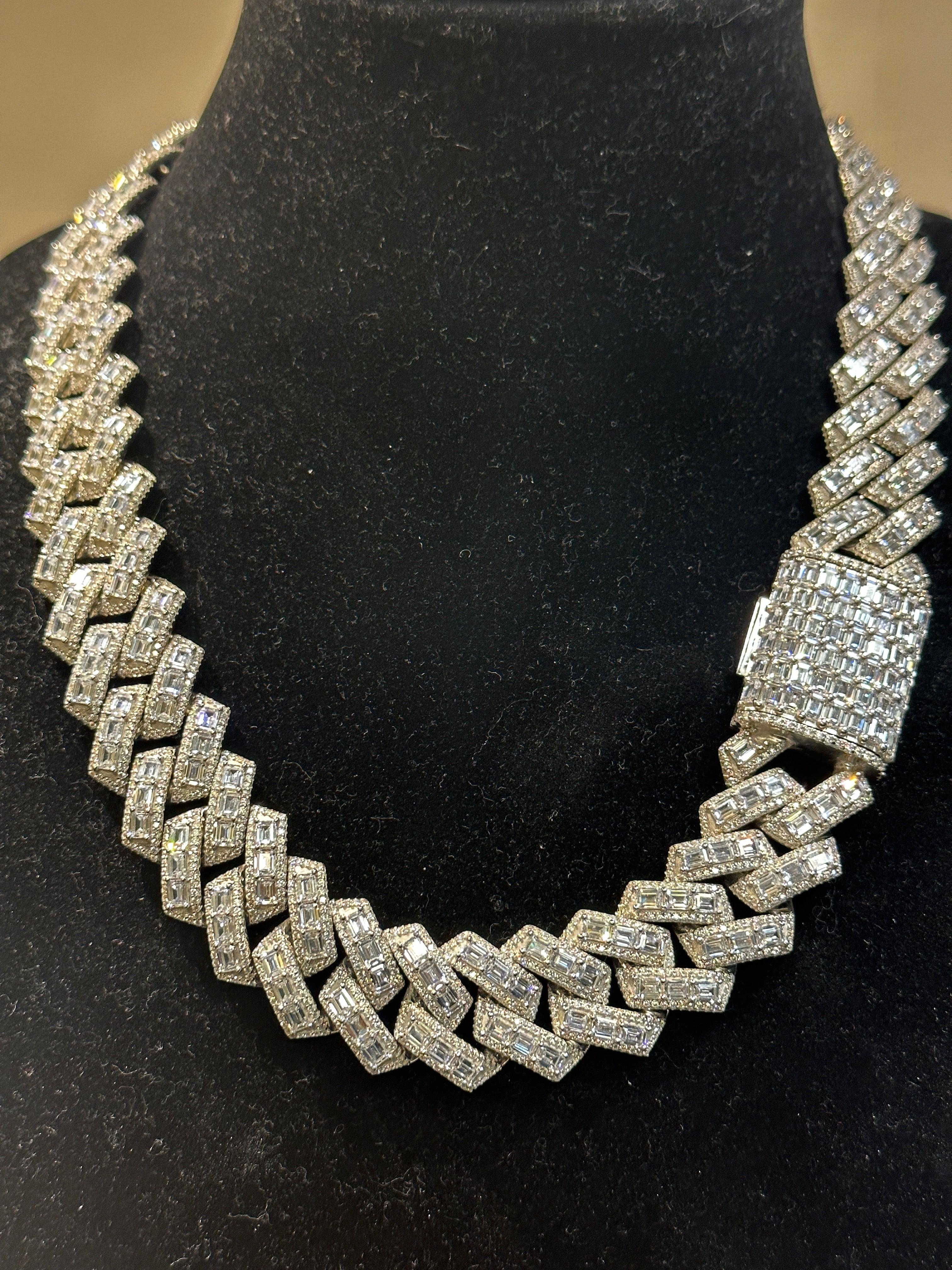 Silver Moissanite Miami Cuban Link Chain - Seattle Gold Grillz