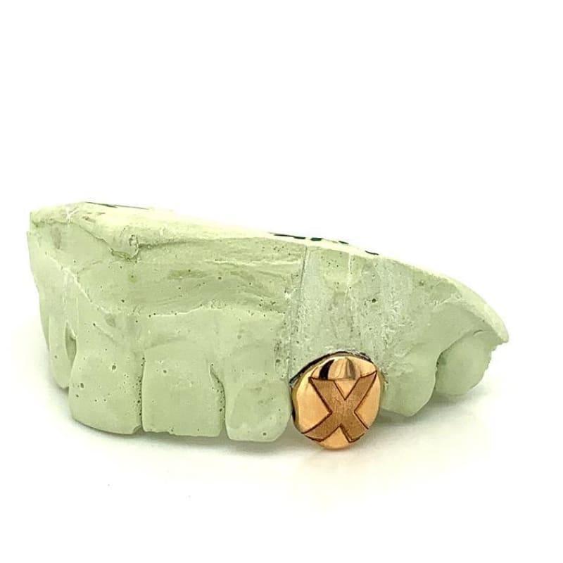 Single Gold Fang w-Letter X Engraved - Seattle Gold Grillz