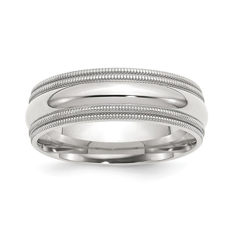 SS 7mm Comfort Fit Double Milgrain Size 7.5 Band - Seattle Gold Grillz