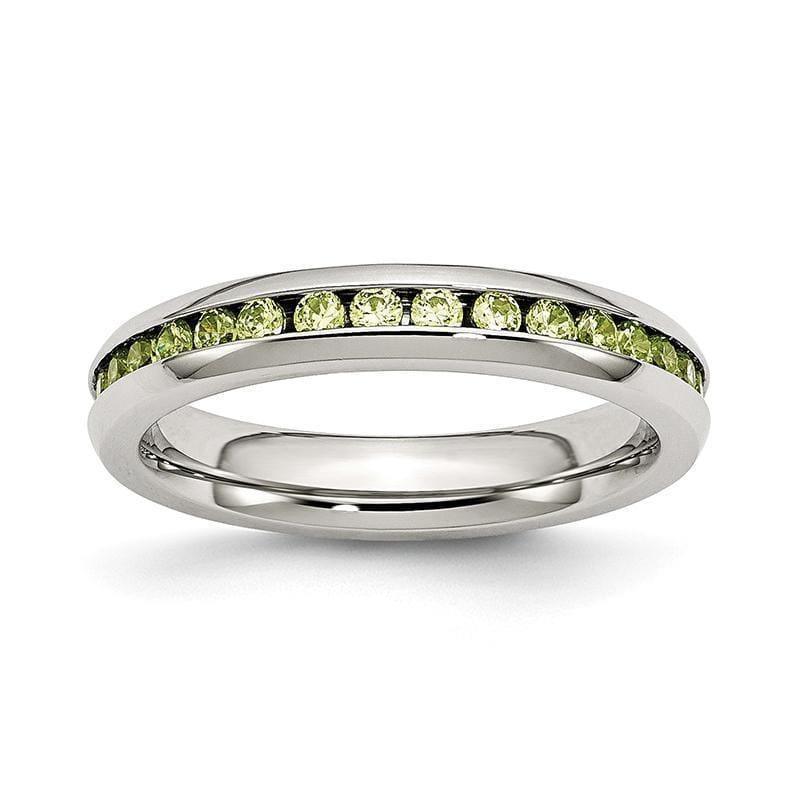 Stainless Steel 4mm August Light Green CZ Ring - Seattle Gold Grillz