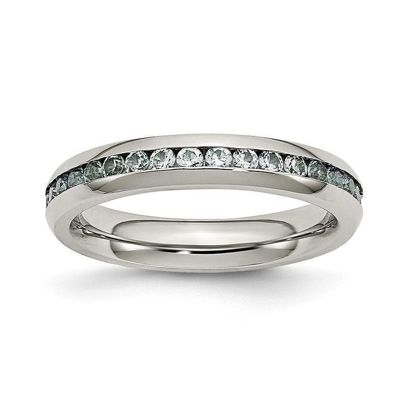 Stainless Steel 4mm March Light Blue CZ Ring - Seattle Gold Grillz