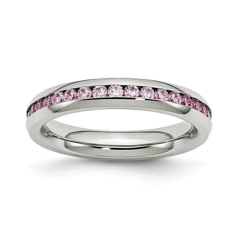 Stainless Steel 4mm October Pink CZ Ring - Seattle Gold Grillz