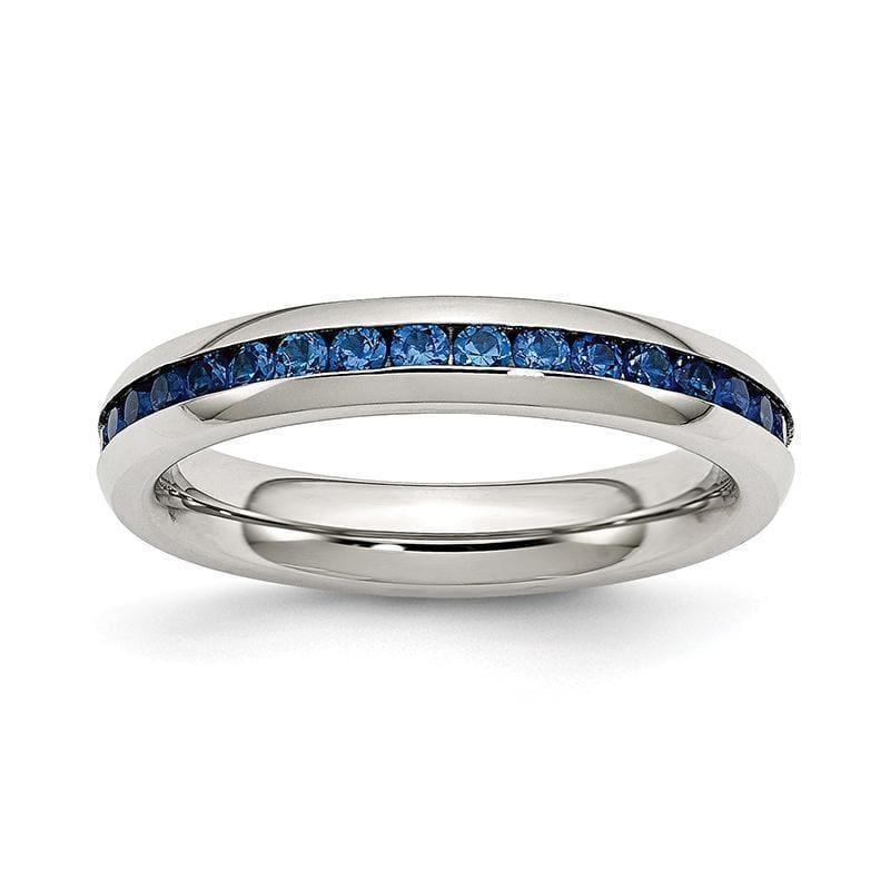 Stainless Steel 4mm September Blue CZ Ring - Seattle Gold Grillz