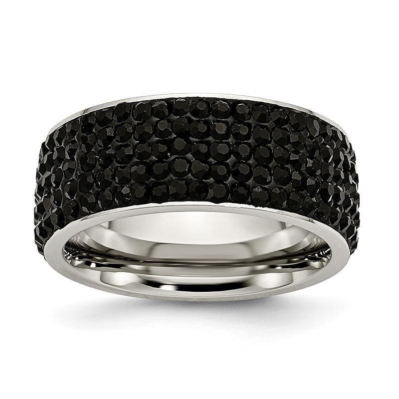 Stainless Steel Black Crystal 9mm Eternity Ring - Seattle Gold Grillz