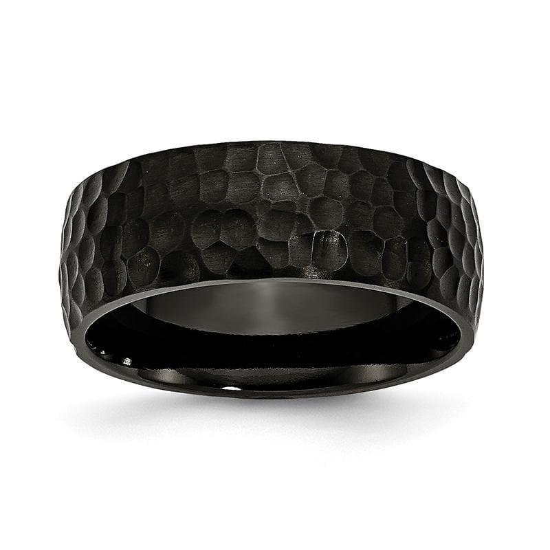 Stainless Steel Black IP-plated Hammered 8mm Band - Seattle Gold Grillz