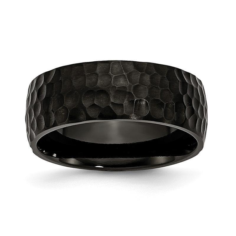Stainless Steel Black IP-plated Hammered 8mm Band - Seattle Gold Grillz