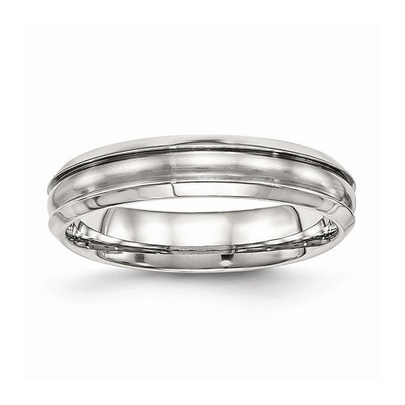 Stainless Steel Brushed and Polished Ridged 5.00mm Band - Seattle Gold Grillz