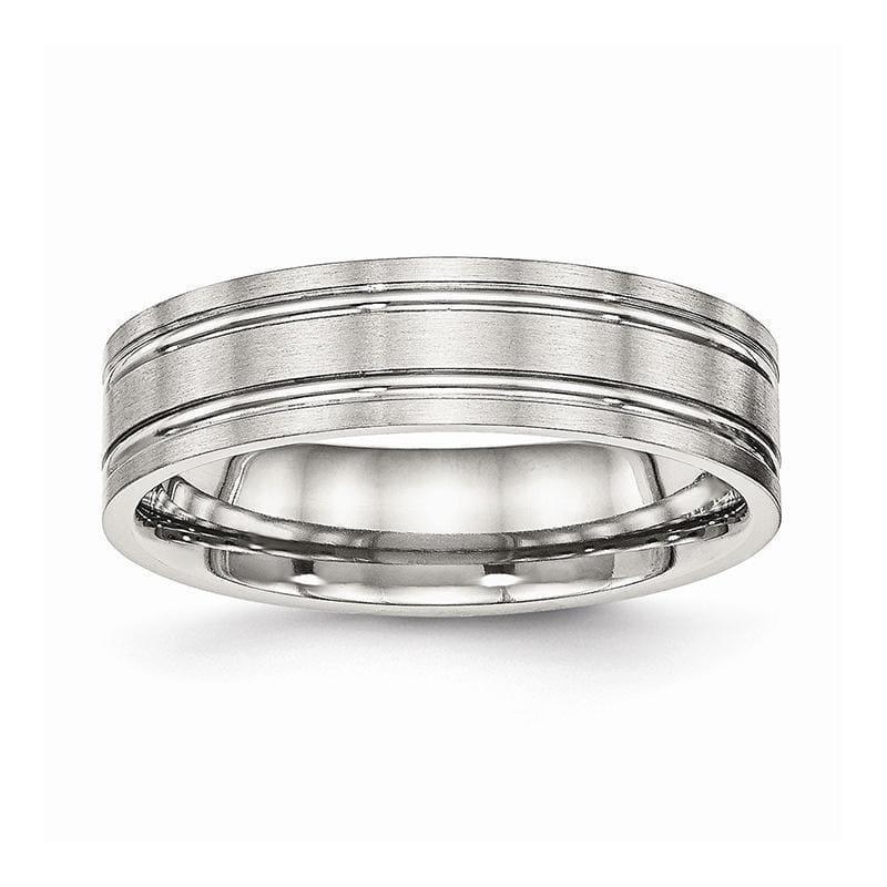 Stainless Steel Brushed and Polished Ridged 6.00mm Band - Seattle Gold Grillz