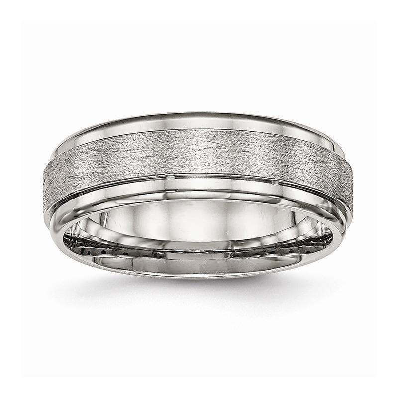 Stainless Steel Brushed and Polished Ridged Edge Ring - Seattle Gold Grillz