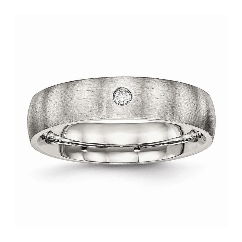 Stainless Steel Brushed Half Round CZ Ring - Seattle Gold Grillz