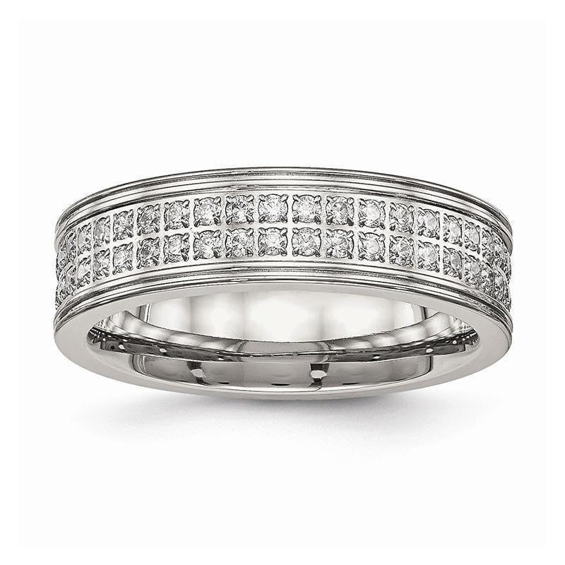 Stainless Steel Polished CZ Ring - Seattle Gold Grillz