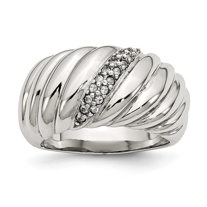 Stainless Steel Polished CZ Ring - Seattle Gold Grillz