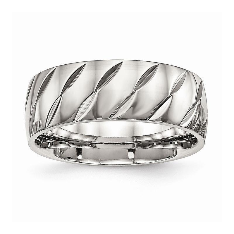 Stainless Steel Polished Diamond Cut Ring - Seattle Gold Grillz