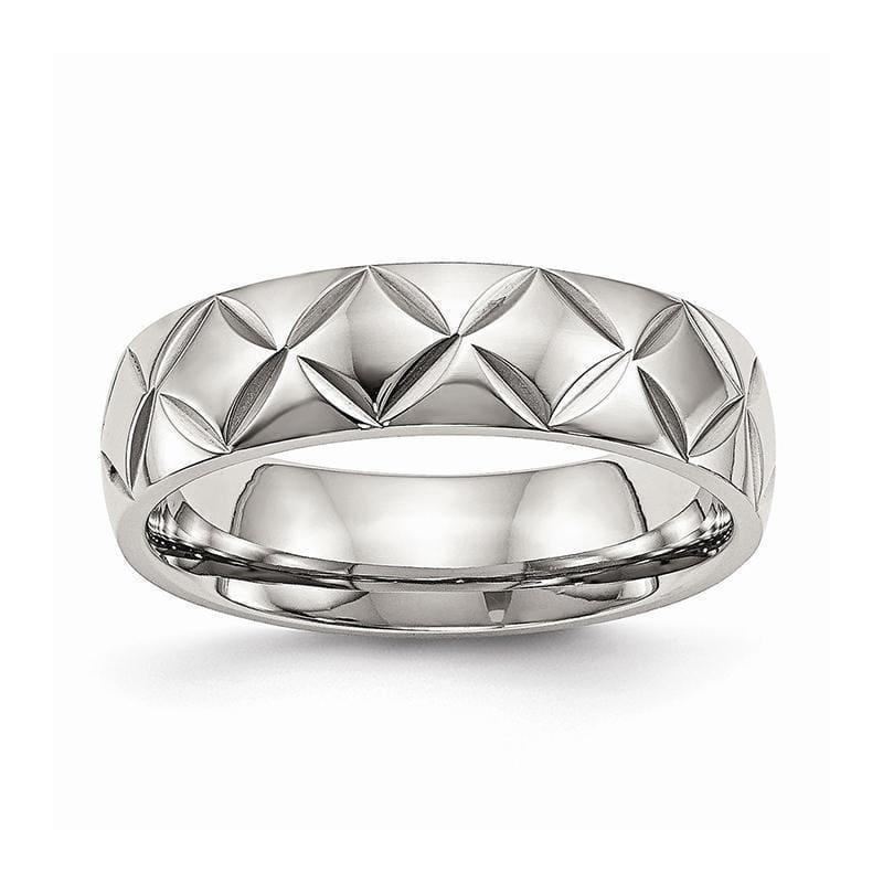 Stainless Steel Polished Diamond Cut Ring - Seattle Gold Grillz