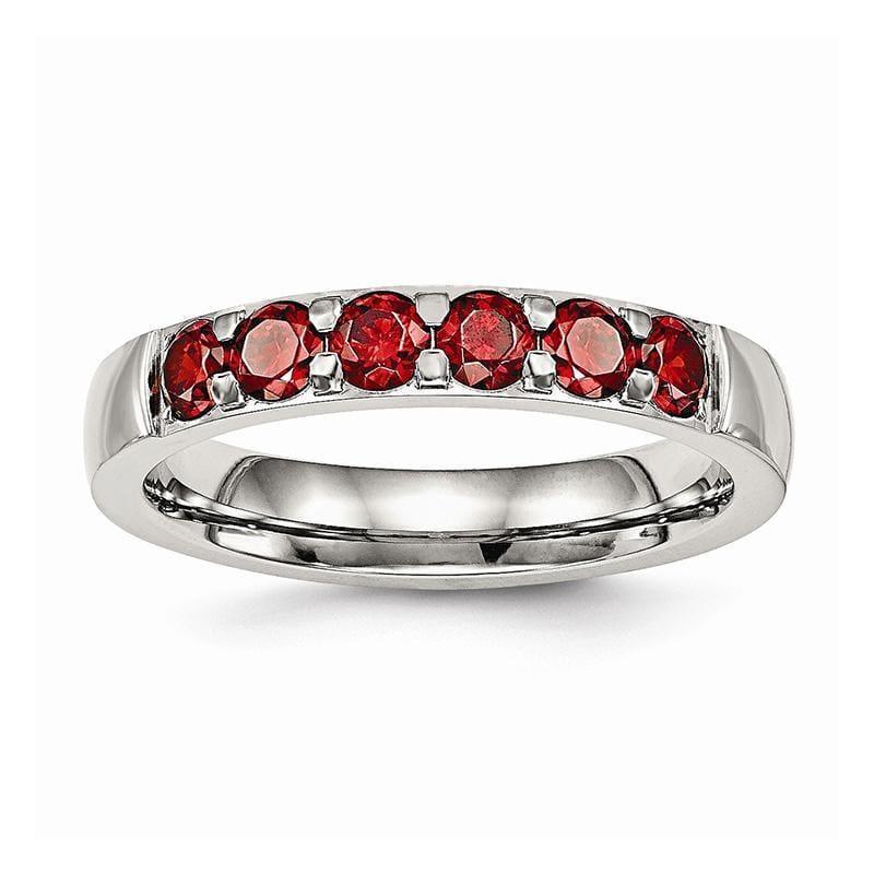 Stainless Steel Polished Red CZ 4.00mm Band - Seattle Gold Grillz