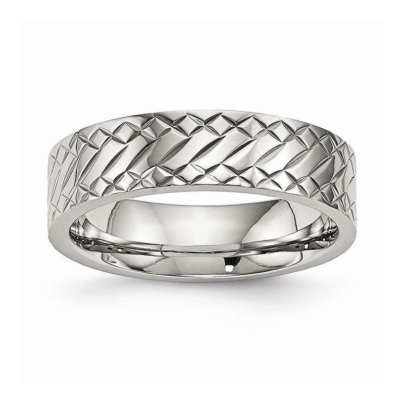 Stainless Steel Polished Textured Ring - Seattle Gold Grillz