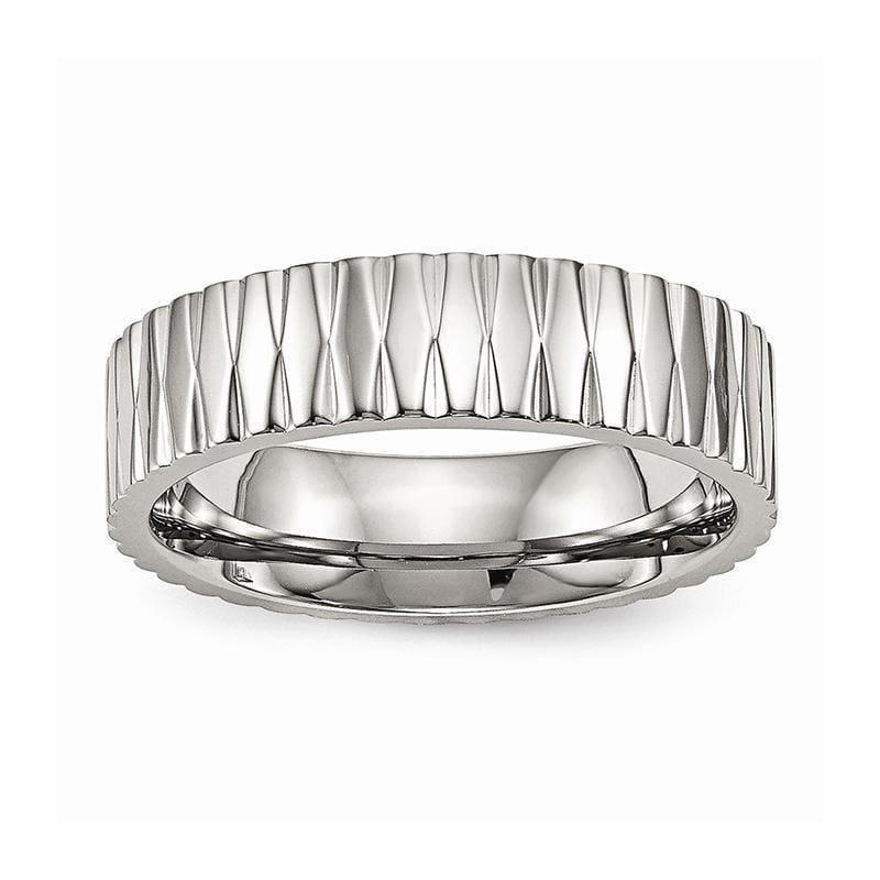 Stainless Steel Polished Textured Ring - Seattle Gold Grillz