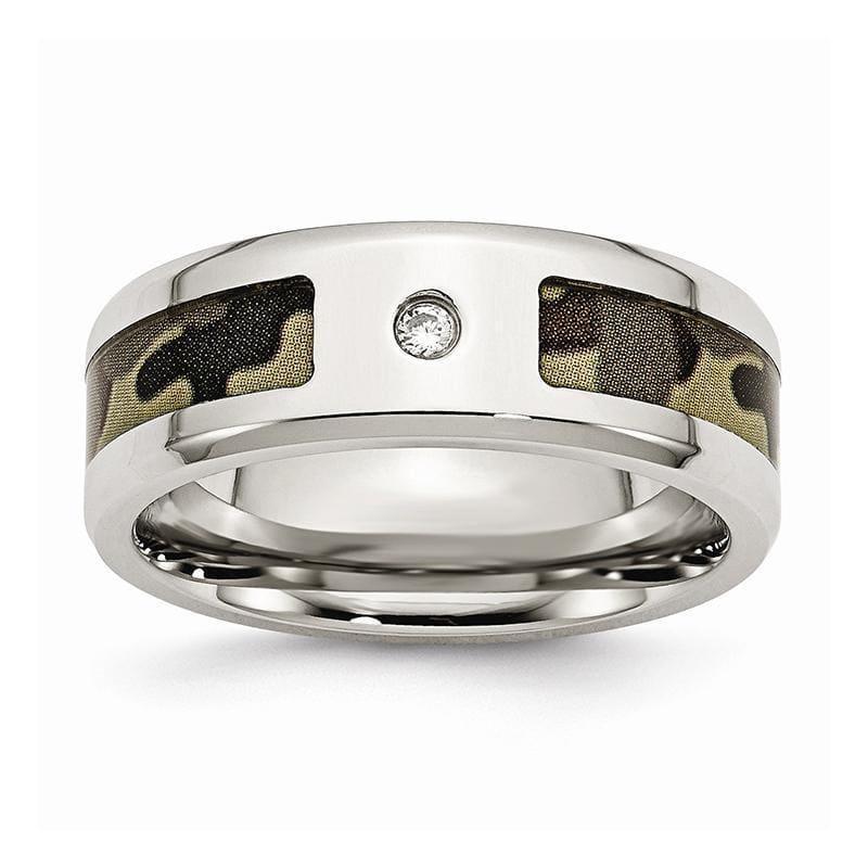 Stainless Steel Polished w- CZ Printed Brown Camo Under Rubber Band - Seattle Gold Grillz