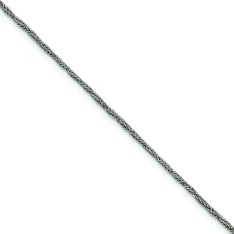 Sterling Silver 1.45mm Antiqued Anklet - Seattle Gold Grillz