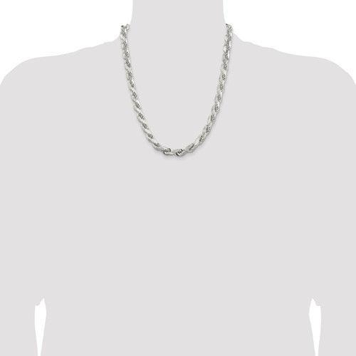 Sterling Silver 10.25mm Diamond-cut Rope Chain - Seattle Gold Grillz