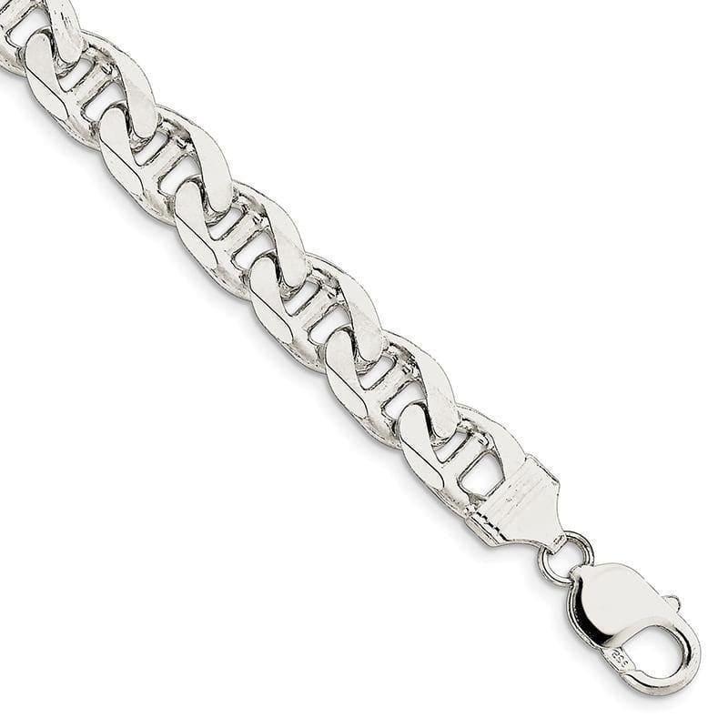 Sterling Silver 10.5mm Flat Anchor Bracelet - Seattle Gold Grillz