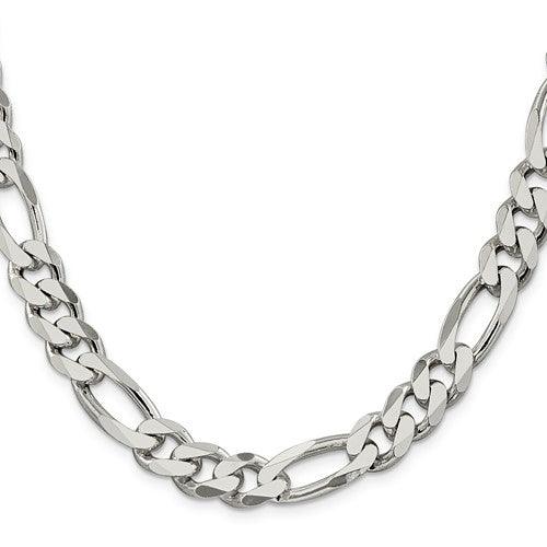 Sterling Silver 10.75mm Figaro Chain - Seattle Gold Grillz