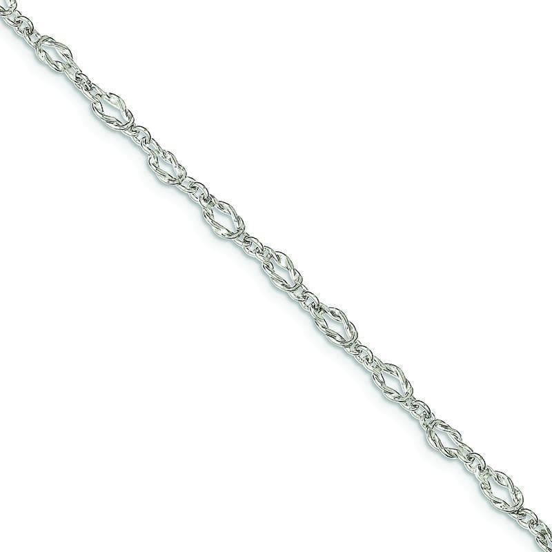 Sterling Silver 10inch Solid Polished Fancy Knot-Link Anklet - Seattle Gold Grillz