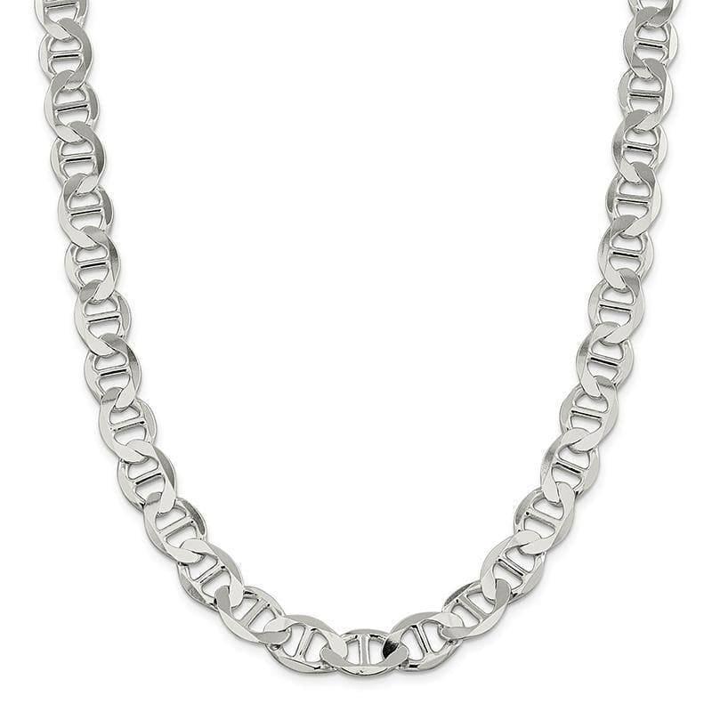 Sterling Silver 12.3mm Semi-Solid Flat Anchor Chain - Seattle Gold Grillz