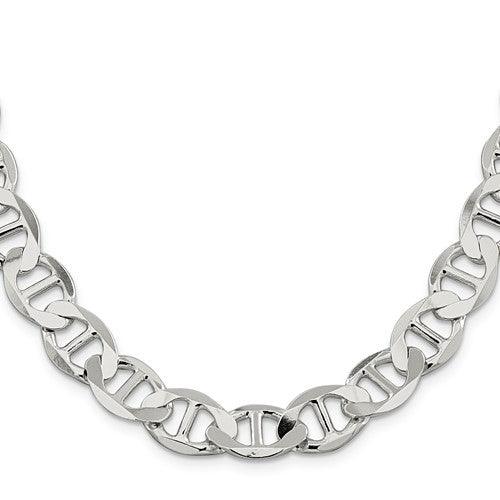 Sterling Silver 12.3mm Semi-Solid Flat Anchor Chain - Seattle Gold Grillz
