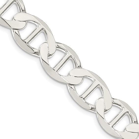 Sterling Silver 12.3mm Semi-Solid Flat Anchor Chain - Seattle Gold Grillz