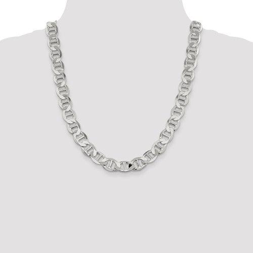 Sterling Silver 12.3mm Semi-Solid Flat Anchor Chain - Seattle Gold Grillz